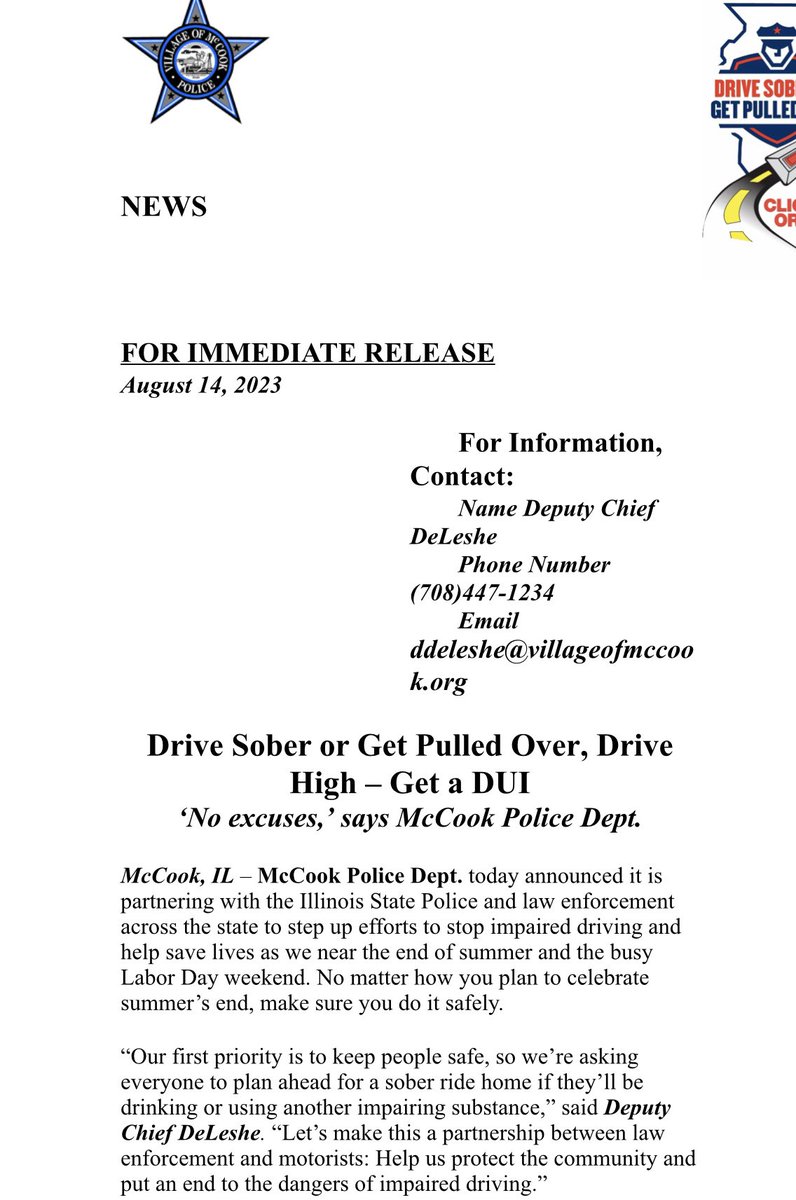 McCookPolice_IL's tweet photo. ****PRESS RELEASE**** https://t.co/9ZdJdxkyBu