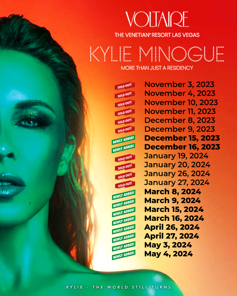 Kylie Tickets - Las Vegas Voltaire at the Venetian - 3 November 2023 -  Stereoboard