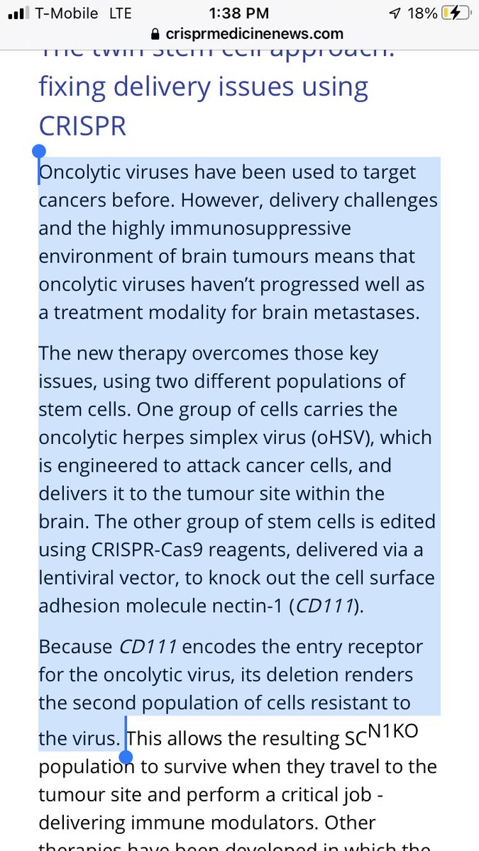 #CRISPR #GeneEditing 

Potential breakthrough for treating brain metastases! 

$CRSP $BEAM $NTLA $PRME $VERV $CRBU $EDIT $SANA $NVTA $PACB