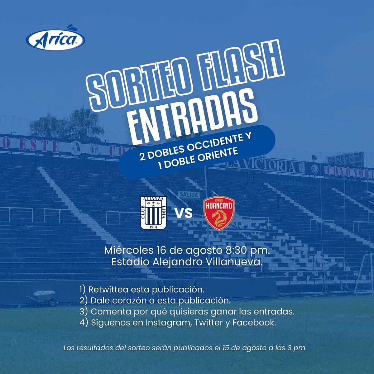 Queremos verte alentar a la blanquiazul este miércoles 💙🤍

¡Por eso tenemos una sorpresa para ti!

Regalamos 2 entradas dobles en zona occidente y 1 entrada doble en zona oriente. 🙌🏼

👇🏼Sigue estos pasos para participar👇🏼