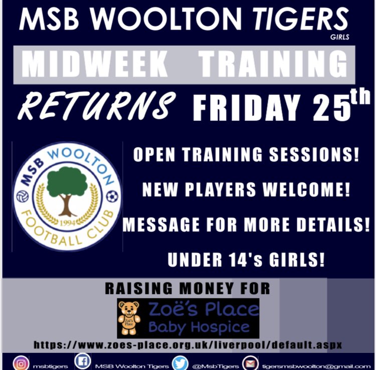 Open training for under 14’s Girls. DM for more info