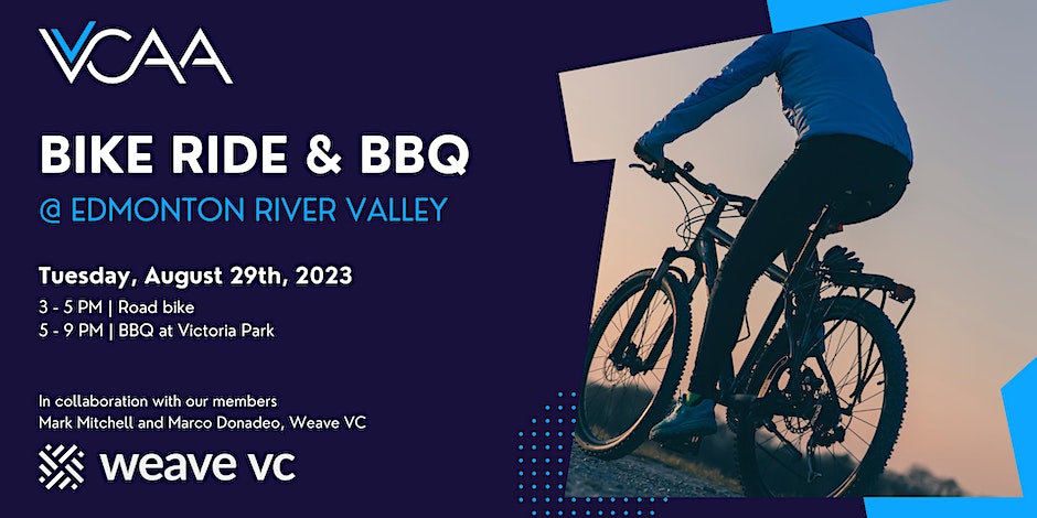 Join us on August 29 for a Ride &amp; Networking BBQ in Edmonton!

Thanks to the Venture Capital Association of Alberta (VCAA) for making this happen 🚲 🥩
 
Register here:
eventbrite.ca/e/river-valley…