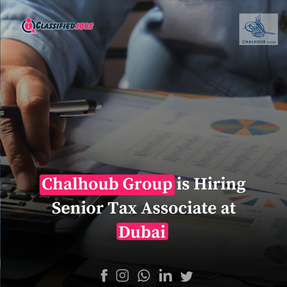 ParsaWajahat's tweet photo. Chalhoub Group is seeking a qualified and experienced candidate for the job of Senior Tax Associate / Officer in Dubai, UAE.
For Further information click on the link
https://t.co/g7WjempdPC
#classifiedjobs #dubai #seniortaxofficer #chalhoubgroup #taxassociate #IndependenceDay https://t.co/Xc3BtUyWRx