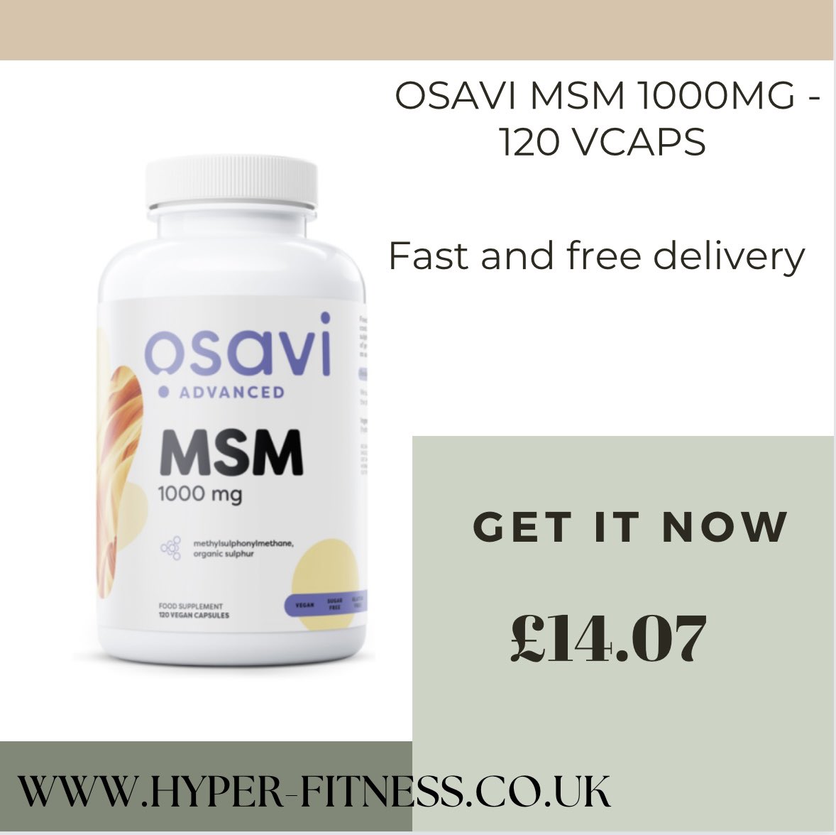 HyperFitness_uk's tweet photo. OSAVI MSM 1000MG - 120 VCAPS
💥£14.07💥
https://t.co/tp5rlKtEsm
#protein #osavi
#hyperfitness #mealreplacement #fitness #fitfam #fitnessfood #gym #sgymfit #gymworkouts #bulkup #trainhard #gains #bodybuilding #bodybuilder #motivation #hyperfitness #onlinefitness #fitnessshop https://t.co/jCWpl08GOM