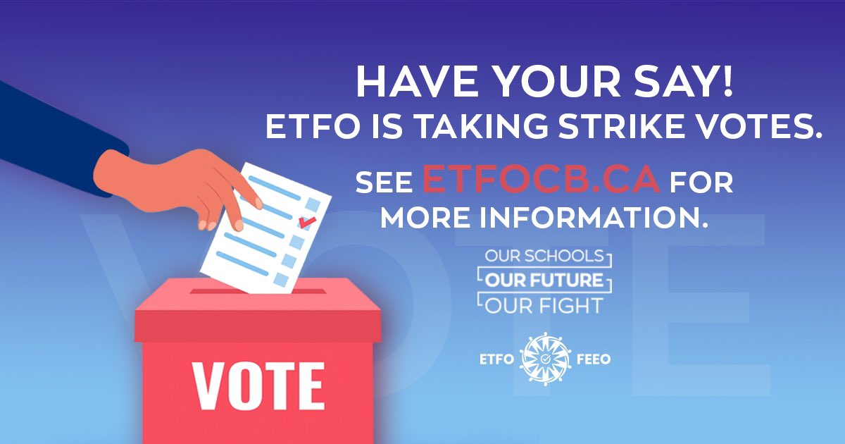 “Our members want to be in school, but this govt has to maintain the stability they want by engaging in good faith bargaining, not by arbitrarily introducing new policies to circumvent our collective bargaining process,” <a href="/ETFOpresident/">ETFOpresident</a>. 
RELEASE etfo.ca/news-publicati… #onpoli