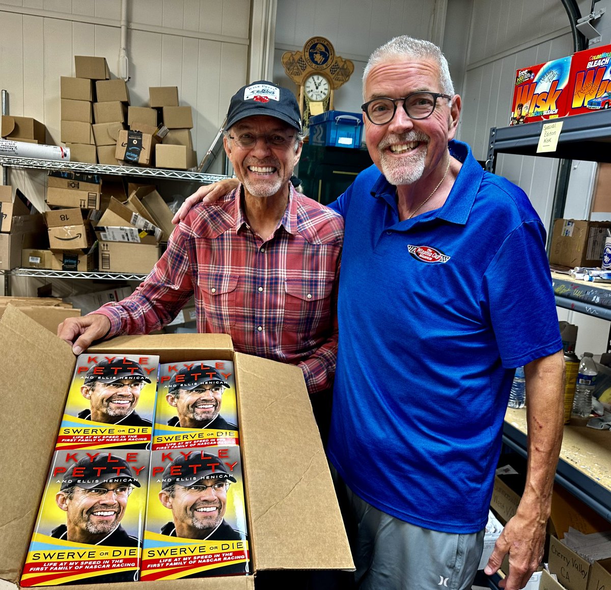 CWSeagraves's tweet photo. Brother @kylepetty signing a case of his books for us to sell at the Winston Cup Museum!!  KP and I have been friends for over 50 years…. https://t.co/Mcvz0DLLCL