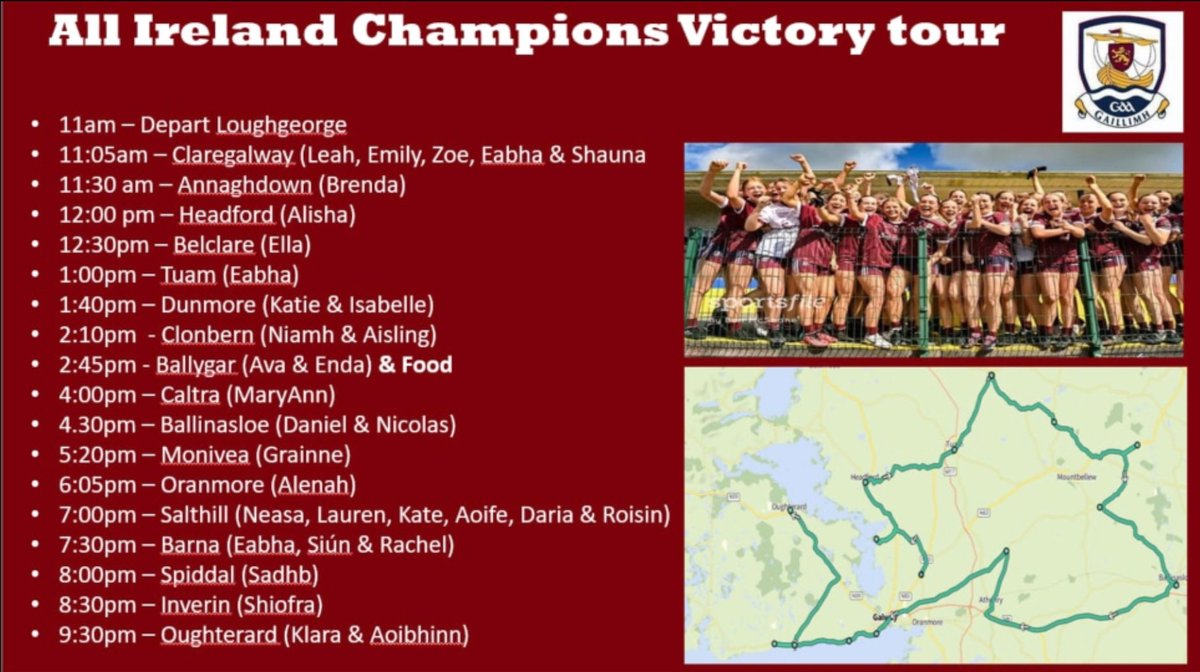 Are you ready to celebrate our @ZuCarIreland All-Ireland minor winners on their homecoming tour on Sunday, 20th August? Light the 🔥 and bring on the 🥳 check out where and when below #serioussupport #properfan @ConnachtLGFA @LadiesFootball