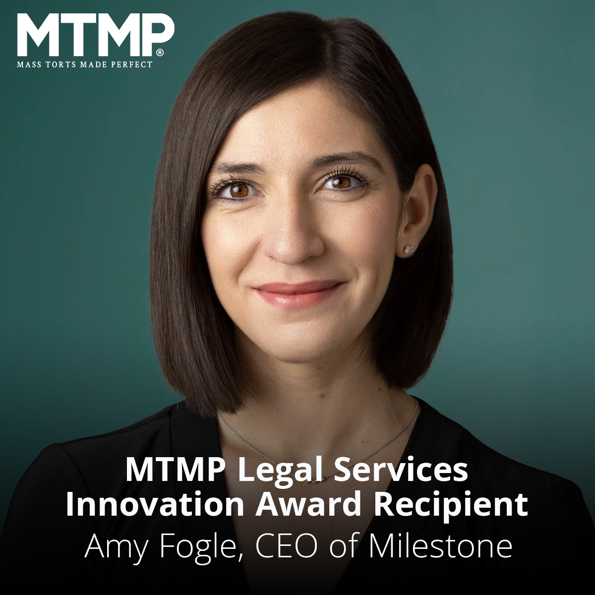 mtmpseminar's tweet photo. This Fall our Legal Services Innovation Award goes to Amy Fogle, CEO of Milestone, for her drive &amp; passion to be innovative through her introduction of Pathway, a platform that collects digital signatures, pays claimants electronically, &amp; provides attorneys with real-time data. https://t.co/U5YTZViABn