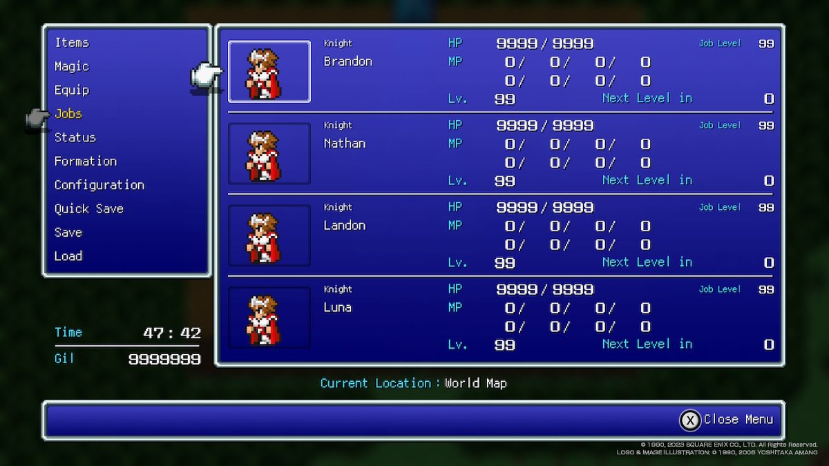 bwhitey1120's tweet photo. Part 2 of 6. Black Mage, Red Mage, Ranger, and Knight at job LV99 with all characters. #FinalFantasyIIIPixelRemaster #NintendoSwitch https://t.co/NBTkxfdd6g