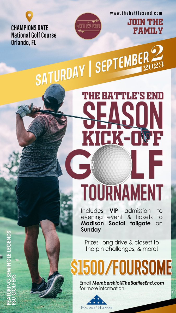 Help support The Battle’s End and the Folds of Honor organization by signing up for the LSU weekend golf tournament! <a href="/TheBattlesEnd/">The Battle's End</a>

subtxt.to/q0q2