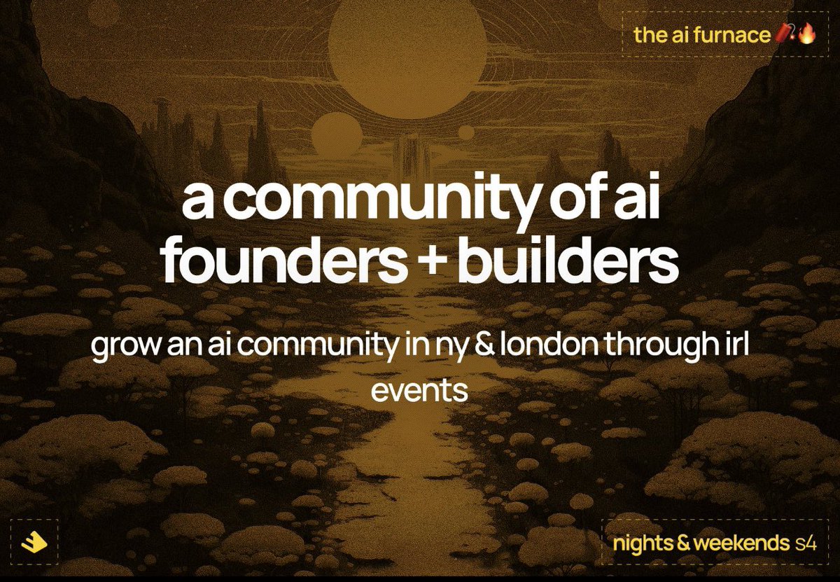 HamzaZaveri's tweet photo. Excited to share that I'm building an AI community for founders + builders @theaifurnace 🧨🔥. 

We started a few weeks back with events in London &amp; NYC.

Can't wait to grow this vibrant community through @_buildspace, n&amp;w. https://t.co/xv02kTYLJT