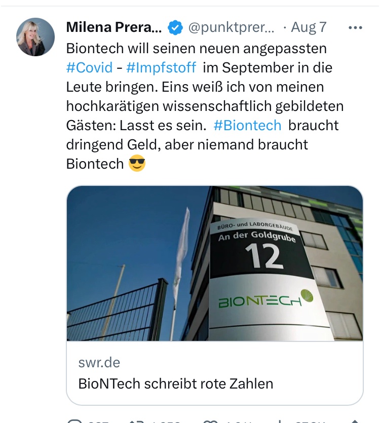 ChantalStadelm1's tweet photo. Wollt ihr wieder #Laborratte spielen für #BIGPharma ?!
Wenn ihr wirklich gesund bleiben wollt ohne #Nebenwirkungen geht jedem #dämlichen #Impfarzt aus dem #Weg und pfeift auf jede #Impfung
Das ist nicht mehr #Wissenschaft #Wissenschaftsbetrug
@punktpreradovic
@mcpolitik https://t.co/7KUi9MdDC3