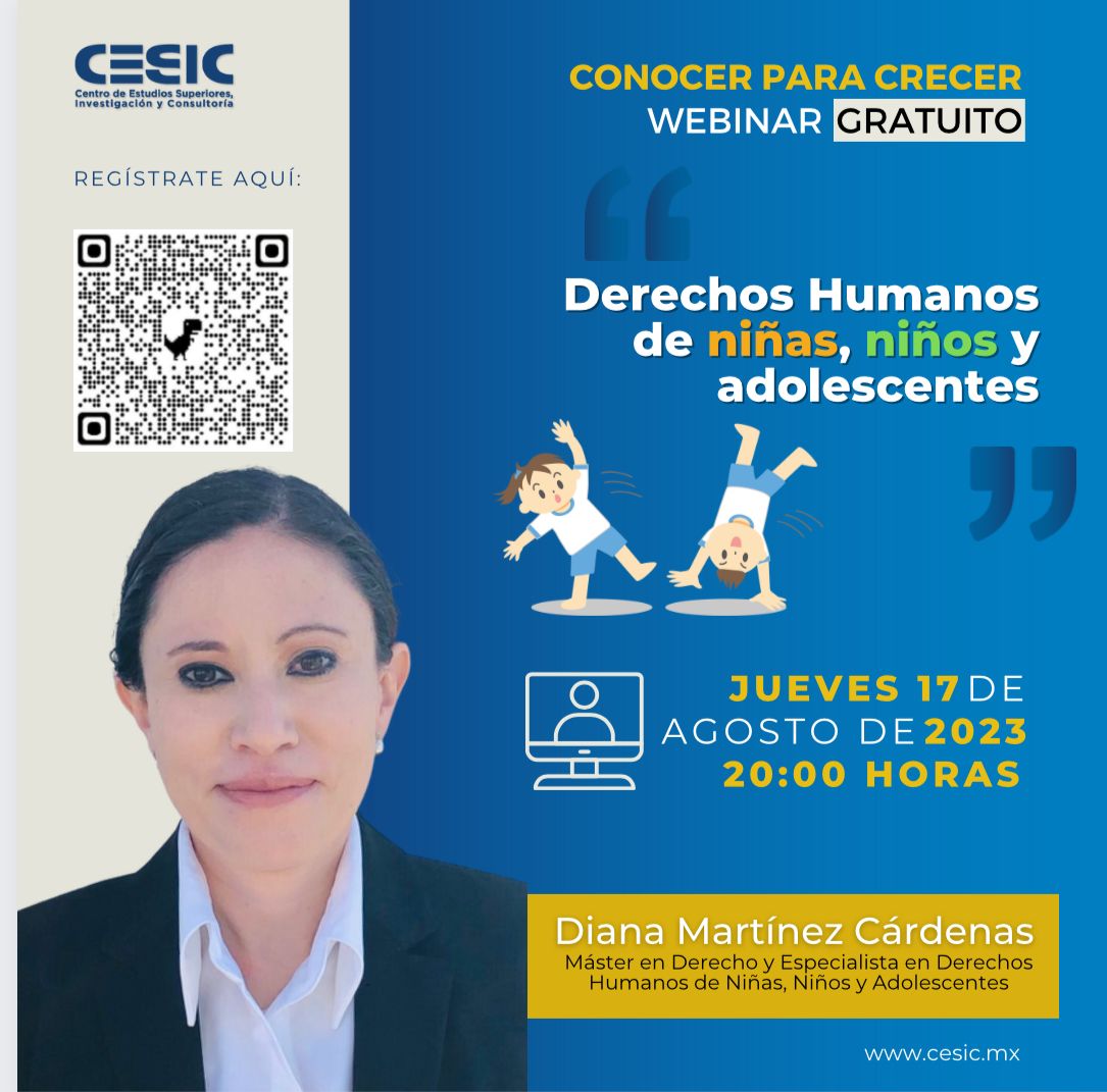 cesic_mx's tweet photo. ¡🚨 #WEBINAR gratis🚨!

📆 Jueves 17 de agosto. "Derechos Humanos de niñas, niños y adolescentes".

🕔 8:00pm

📌 Asegura tu lugar y regístrate dando click en el siguiente enlace 👇:
📝 https://t.co/eMzJ3C88S7…

¡Te esperamos!

#SomosCESIC https://t.co/htJ9ypwceN