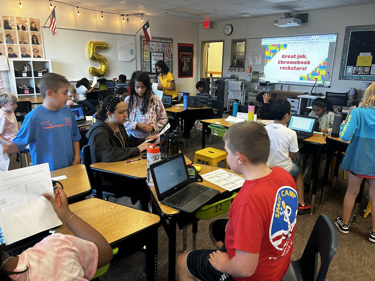 TechieCoach303's tweet photo. Tech academy kicked off @HospElementary with 4th and 5th! We learned about CB care, dig citizen overview, and all about our CB. Theyโre definitely A+ tech students. #befutureready #elevatingthefuture #FISDelevate https://t.co/kHELhY5yG0