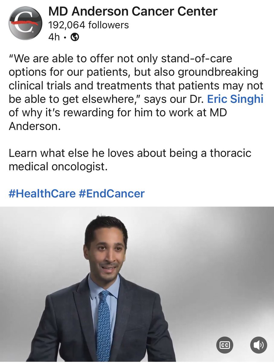 Grateful for the opportunity to discuss why I love what I do as a thoracic medical oncologist @MDAndersonNews 🙏🏽

#EndCancer #lcsm