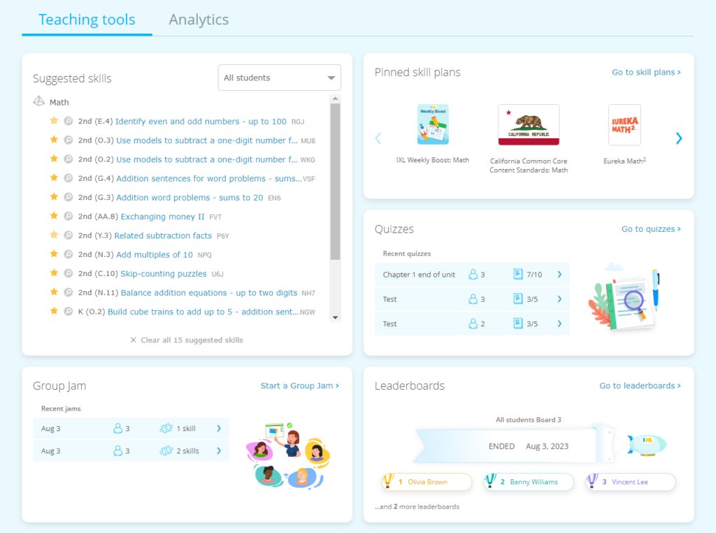 I am LOVING the new Teacher Dashboard on IXL! Access all of your <a href="/IXLLearning/">IXL Learning</a> favorites in one place - Group Jams, Quizzes, Leaderboards, skill plans, starred skills, and more. Check it out here: blog.ixl.com/2023/08/13/rev…