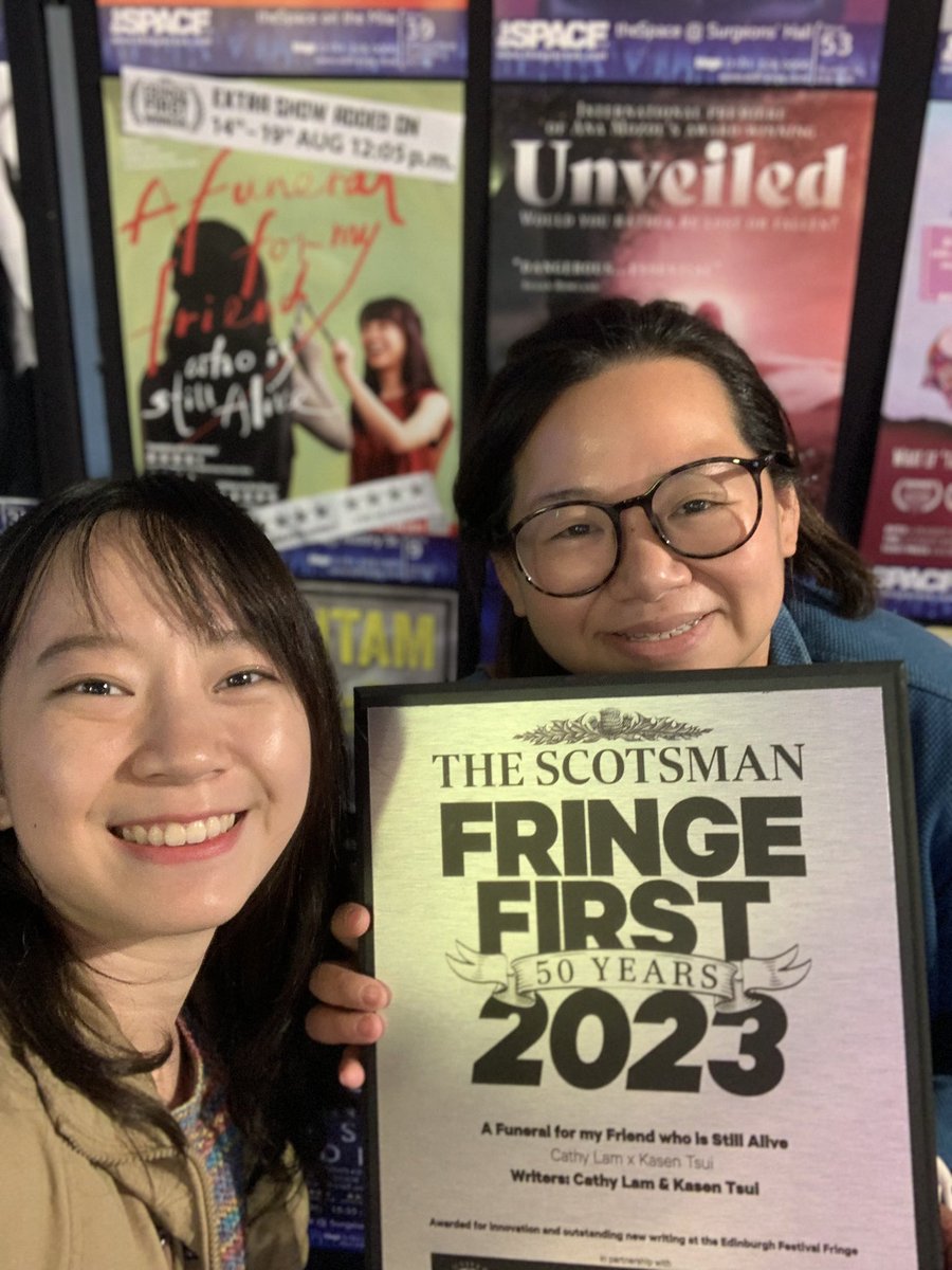 cathylovedrama's tweet photo. I never would have imagined we won the Fringe First award. thank you for all the support behind this show!  @theSpaceUK @TheScotsman @edfringe #fringefirstaward #edfringe 

A Funeral for My Friend who is Still Alive

Extra show added Aug 14-19 12:05pm @theSpaceUK Niddry st Upper https://t.co/pT1HjnSV7j