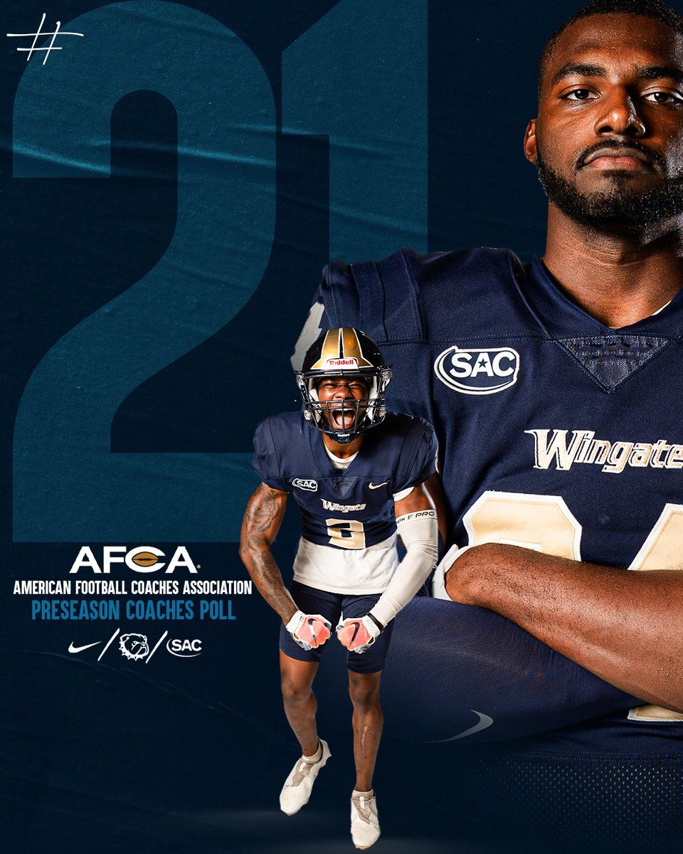 # 2️⃣1️⃣ Coming off a program-record 11 wins and the 1st-ever trip to the national quarterfinals, @WingateFb checks in at #21 in the preseason top 25 poll! #OneDog