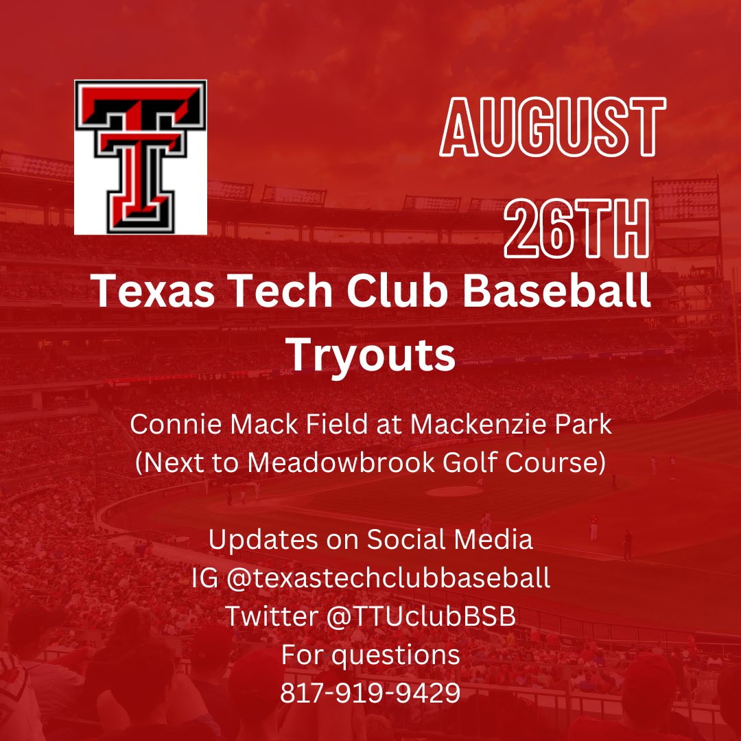 TTUclubBSB's tweet photo. Make sure to click the link in our Instagram bio and fill out the Google form before arrival. Also be on the lookout for the informed consent form soon to come. See y’all there! Wreck em https://t.co/9CTRboazCF