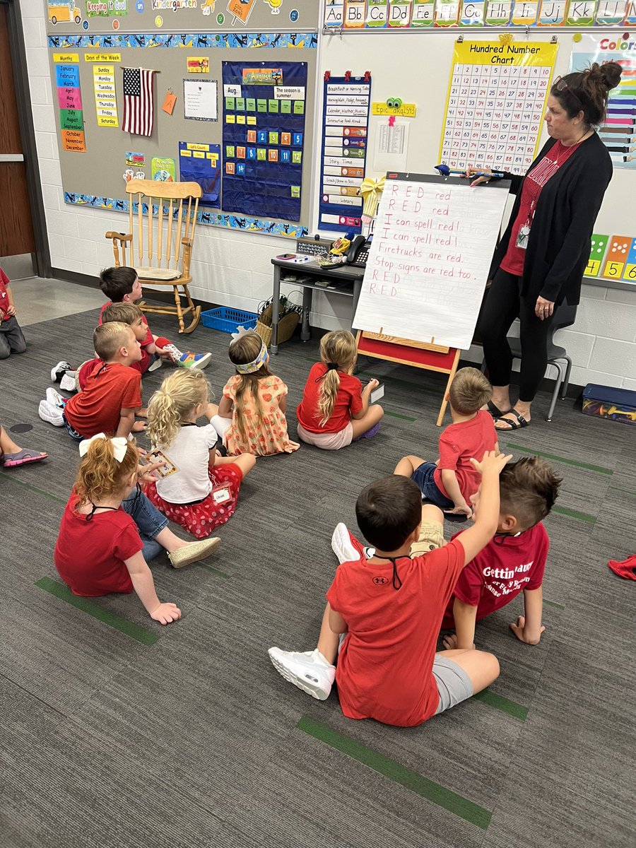 RoanokeElem's tweet photo. “R-E-D Red, R-E-D Red, I can spell RED.”  Happy Red Day as we kick off COLOR DAYS!  Tomorrow is blue day. https://t.co/kyuasNnPoh
