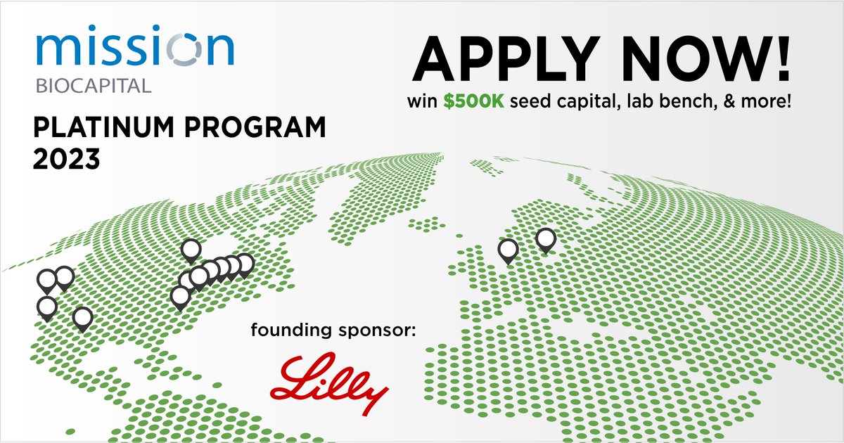 Mission BioCapital (@missionbiocap) on Twitter photo One. More. Day! Deadline is TOMORROW, August 15th for a chance to launch your biotech with a lab bench, $500K, and introduction to our network including Founding Sponsor <a href="/EliLillyandCo/">Eli Lilly and Company</a>.
missionbiocapital.com/platinumprogra… One. More. Day! Deadline is TOMORROW, August 15th for a chance to launch your biotech with a lab bench, $500K, and introduction to our network including Founding Sponsor <a href="/EliLillyandCo/">Eli Lilly and Company</a>.
missionbiocapital.com/platinumprogra…