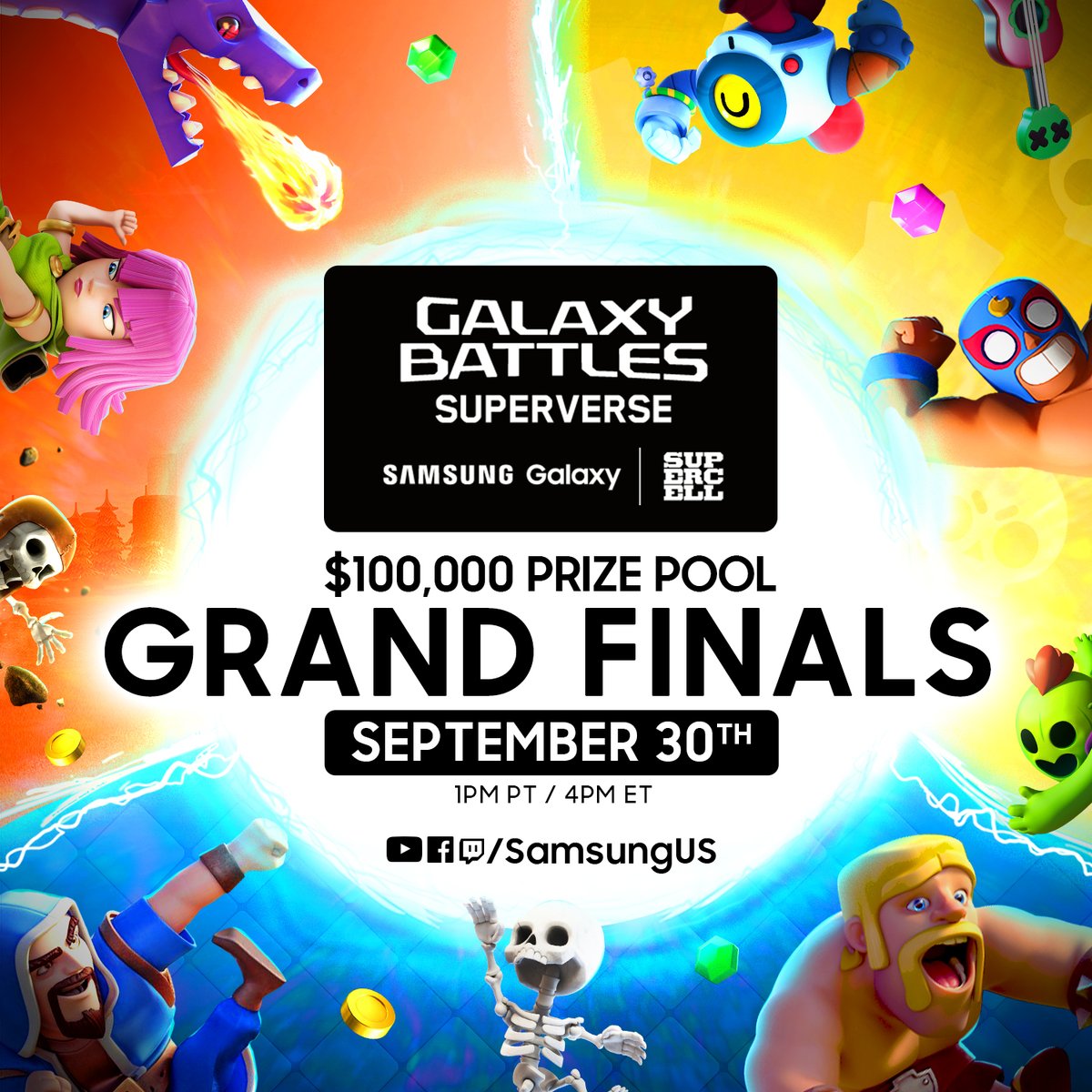 Aftershock Media Group (@amginfluence) on Twitter photo We're excited to announce Galaxy Battles: Superverse alongside <a href="/SamsungMobileUS/">Samsung Mobile US</a> and <a href="/supercell/">Supercell</a>!
Register for your chance to qualify for the Grand Finals on September 30 and earn your share of the $100,000 prize pool.
Register ➡️ amg.games/Superverse We're excited to announce Galaxy Battles: Superverse alongside <a href="/SamsungMobileUS/">Samsung Mobile US</a> and <a href="/supercell/">Supercell</a>!
Register for your chance to qualify for the Grand Finals on September 30 and earn your share of the $100,000 prize pool.
Register ➡️ amg.games/Superverse