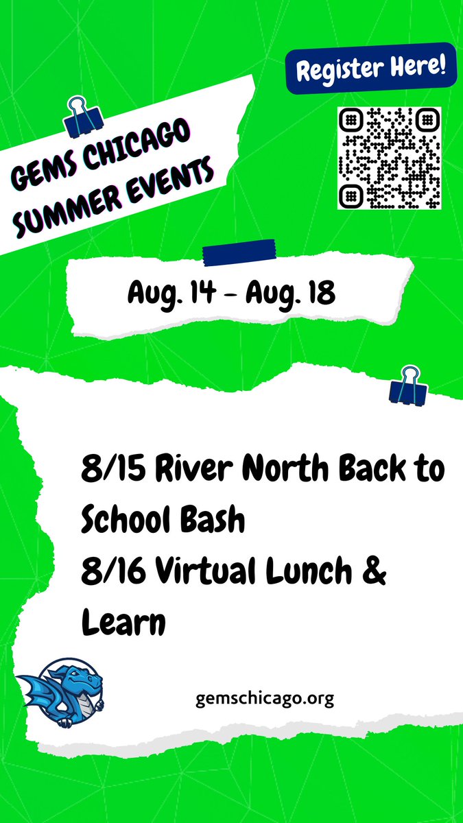 Join us for our last week of summer events! We'll be at the River North Residents' Association Back to School Bash Tuesday and hosting a Virtual Lunch and Learn session Wednesday. Looking forward to seeing you there! 

#ChicagoPrivateSchools
#GEMSChicago
#LakeshoreEast