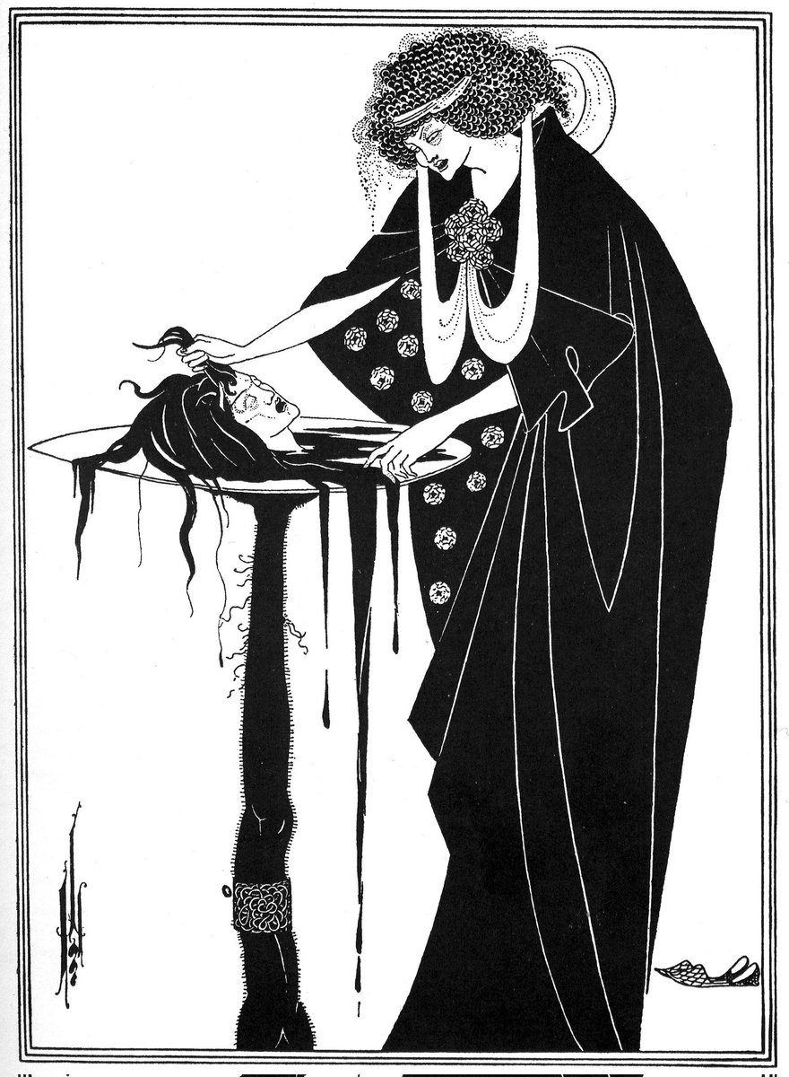 hiddentowergems's tweet photo. "The Dancer's Reward". Aubrey Beardsley. 1894. Illustration for the Antoine Mariotte's libretto based on Oscar Wilde's play "Salomé". https://t.co/PIw1mqK2aN