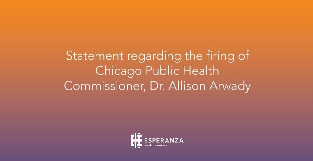 "When we silence expert voices because of differing political views, the very cause of public health is compromised."  

Thank you, Dr. Arwady, for your leadership, courage, and integrity.  You will be sorely missed.

Read our full statement here: esperanzachicago.org/article/espera…