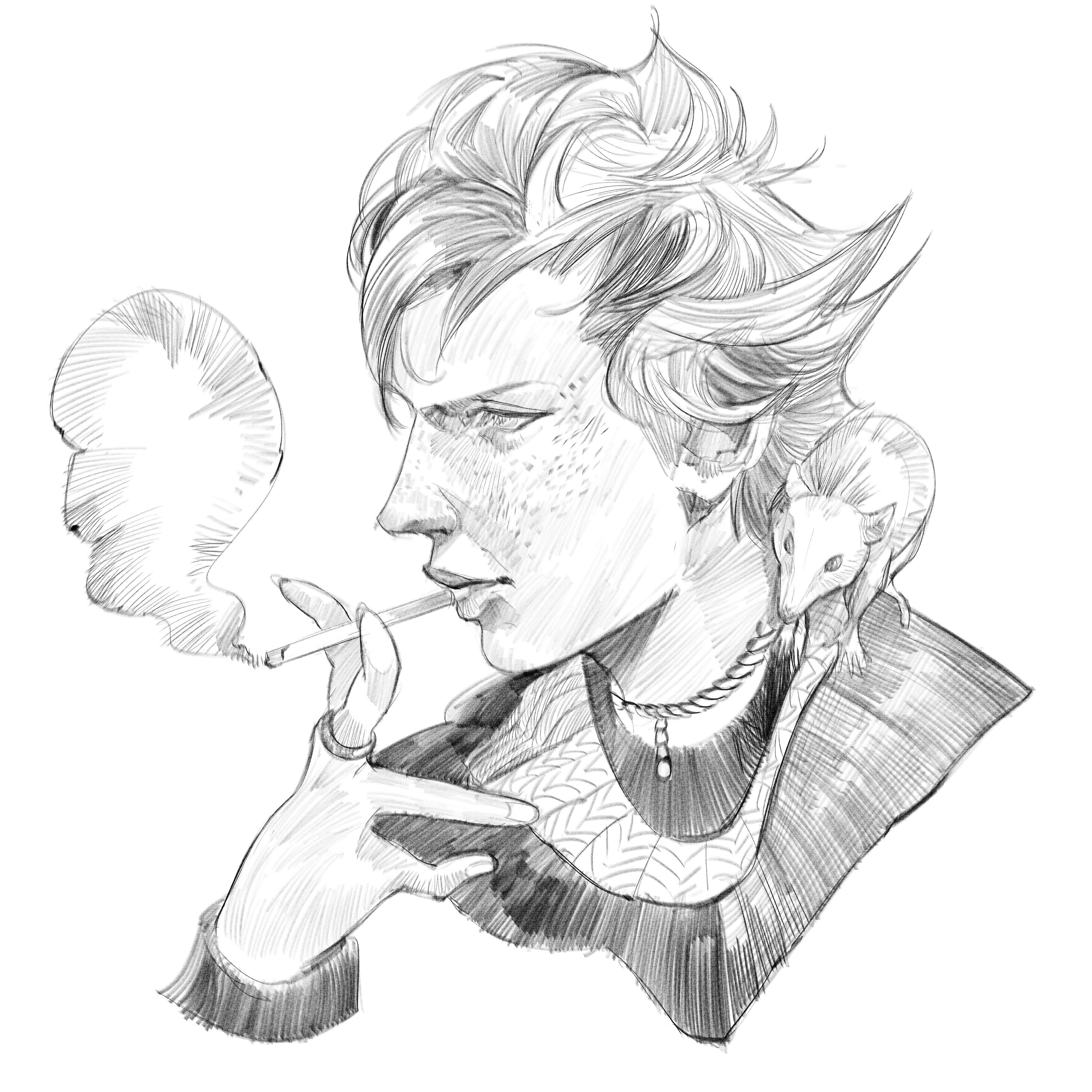 Draw vergil dmc5 smoking a cigarette