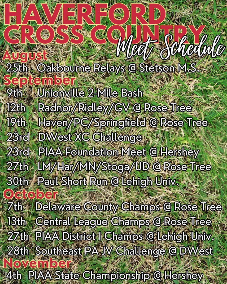 Haverford Twp. Track & XC (@fordstrackxc) on Twitter photo Mark it on your calendar, screenshot it, share it, make it your wallpaper then come out to a meet to support our 90+ athletes competing to be their best! <a href="/HPrideAthletics/">Haverford HS Athletics</a> Mark it on your calendar, screenshot it, share it, make it your wallpaper then come out to a meet to support our 90+ athletes competing to be their best! <a href="/HPrideAthletics/">Haverford HS Athletics</a>