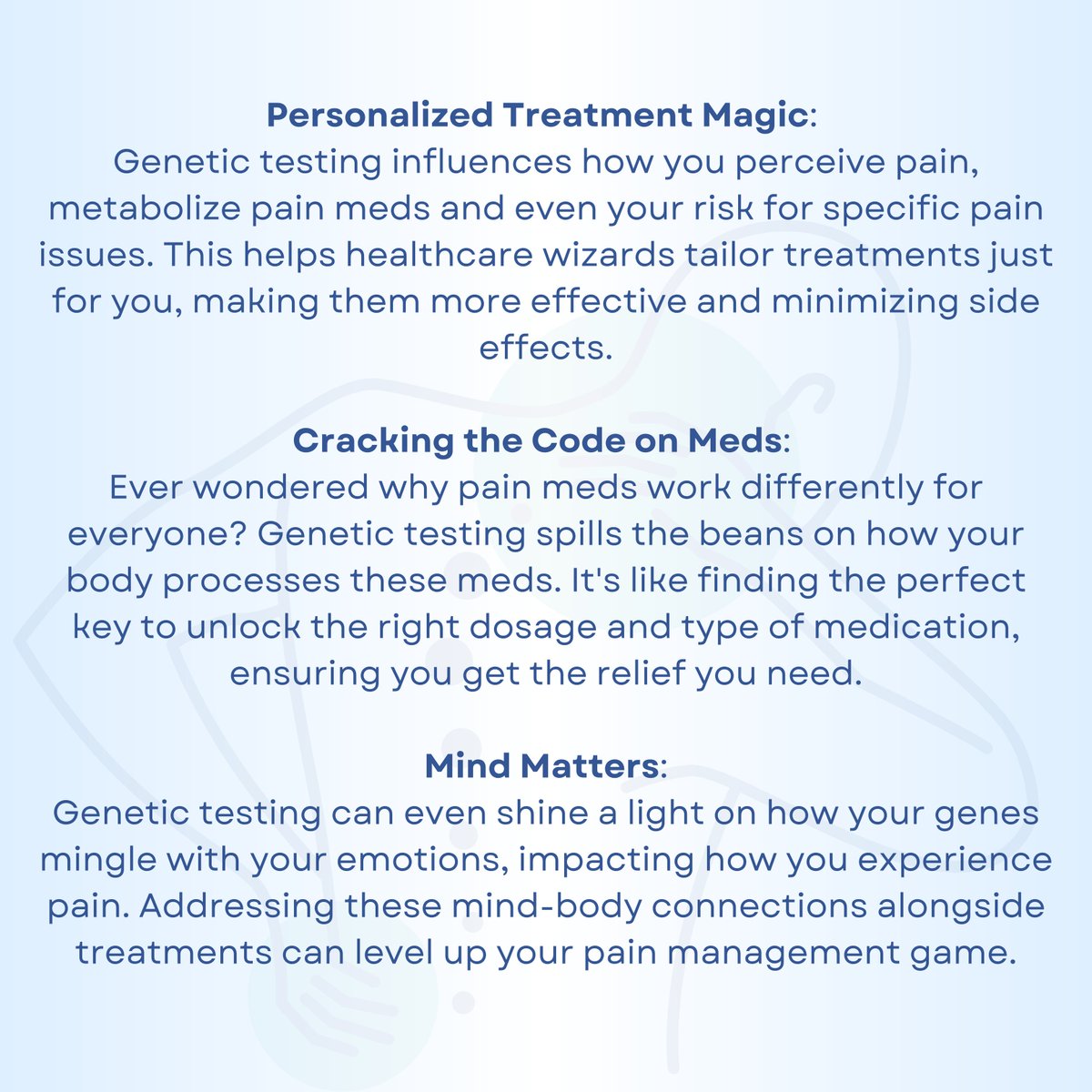 Immunogeno's tweet image. Exploring the Fusion of Pain Management and Genetic Insights.
#MedicalDiagnostics #AdvancedTesting #HealthcareInnovation #precisionmedicine #LabServices #DiagnosticTesting #MedicalResearch #Genomics #PrecisionHealth #H #healthychoices #Nutritionist #TweetOfTheDay