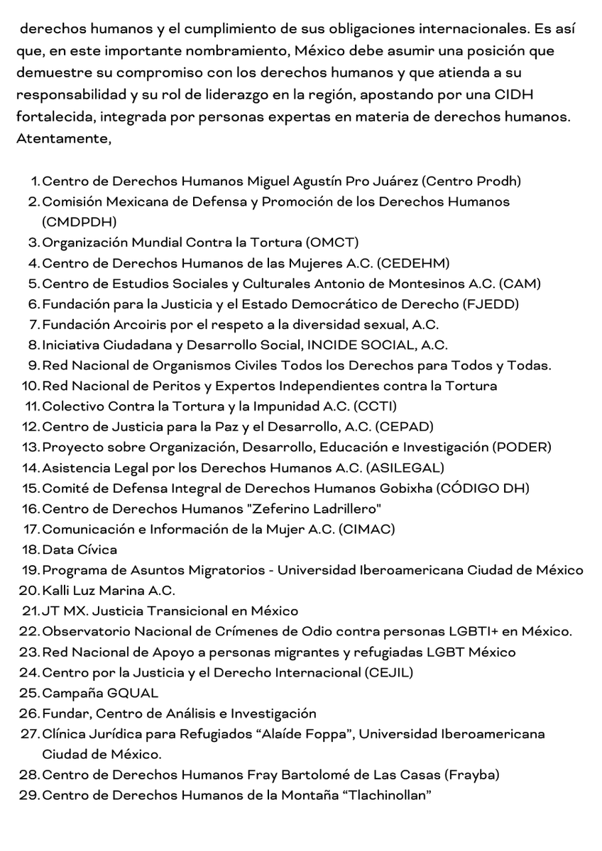 cejil's tweet photo. 🔵#México 🇲🇽 │Tras la renuncia de Joel Hernández García a @CIDH, desde CEJIL nos sumamos al llamado de la Sociedad Civil para que Mexico nomine una persona que cumpla con los estandares de independencia, imparcialidad, autoridad moral, competencia en #DDHH y paridad de #género. https://t.co/JyHo3ZltHv
