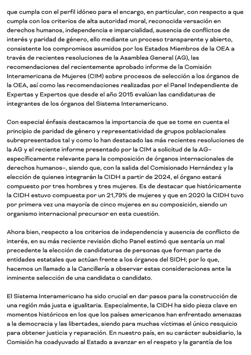 cejil's tweet photo. 🔵#México 🇲🇽 │Tras la renuncia de Joel Hernández García a @CIDH, desde CEJIL nos sumamos al llamado de la Sociedad Civil para que Mexico nomine una persona que cumpla con los estandares de independencia, imparcialidad, autoridad moral, competencia en #DDHH y paridad de #género. https://t.co/JyHo3ZltHv
