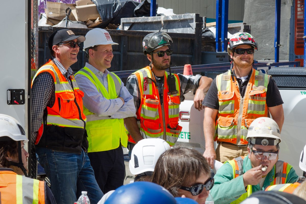 WebcorBuilders's tweet photo. The 1510 Webster team celebrated topping out w/ a classic Webcor BBQ and speeches from project leaders! Standing 19 stories tall in the heart of downtown Oakland, 1510 Webster will soon be one of the tallest mass timber buildings in the world. #BuildWithWebcor https://t.co/3OpOaE9wdm