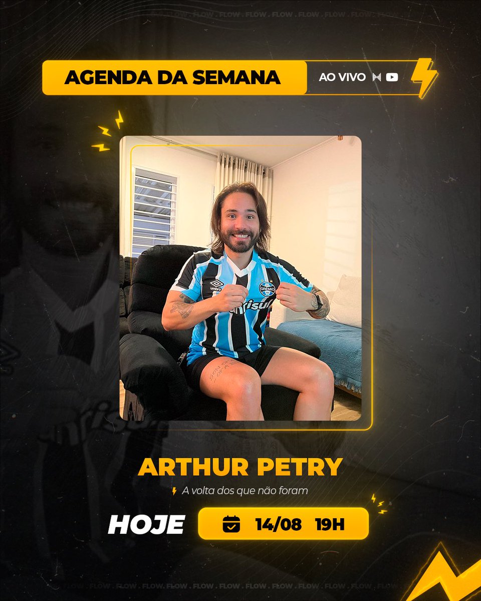 Flow Podcast on X: AGENDA DA SEMANA: • SEGUNDA 14/08 19h - Arthur