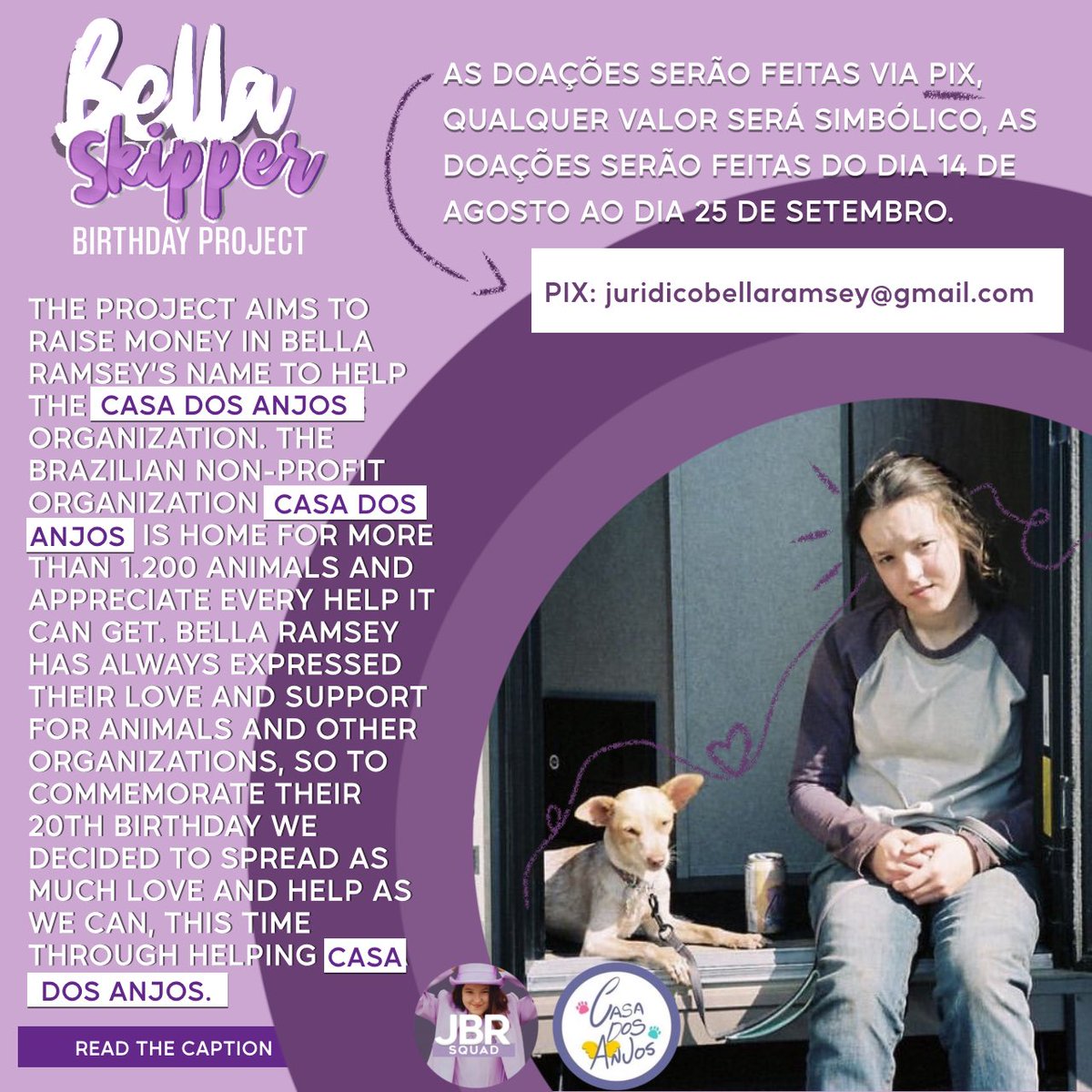 juridicoramsey's tweet photo. PROJETO DE ANIVERSÁRIO BELLA SKIPPER 🐕💜

O aniversário de Bella está chegando e nós do squad preparamos nosso Projeto de aniversário chamado: "Bella Skipper" o projeto consistente em arrecadarmos dinheiro e doar a ONG Casa dos Anjos.

Para saber como participar siga o fio: https://t.co/TjMItLQZPO