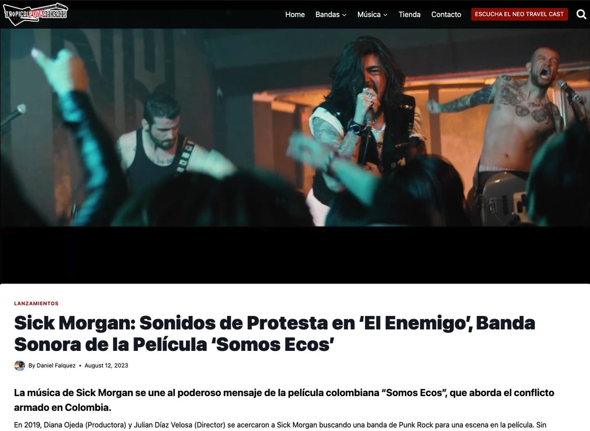 SickMorgan's tweet photo. 🚨 @tropicalpunkrec Reseño el lanzamiento de nuestra nueva canción - Ver acá ▶️
https://t.co/jwpI4k9HOL
#RockColombiano #PunkColombia #HardcoreColombia #SickMorgan https://t.co/0pIBjo1eCW