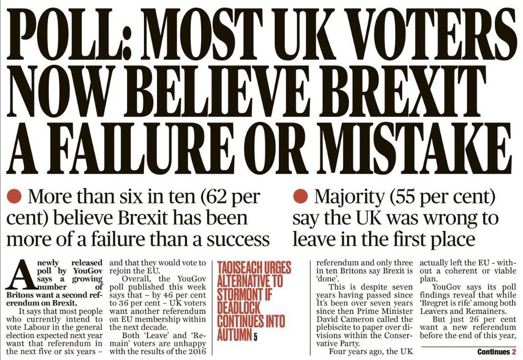 remain_central's tweet photo. 62% of voters say Brexit has been a failure.

63% say we should #Rejoin the EU.

Politicians need to listen. https://t.co/P0WWNje00e