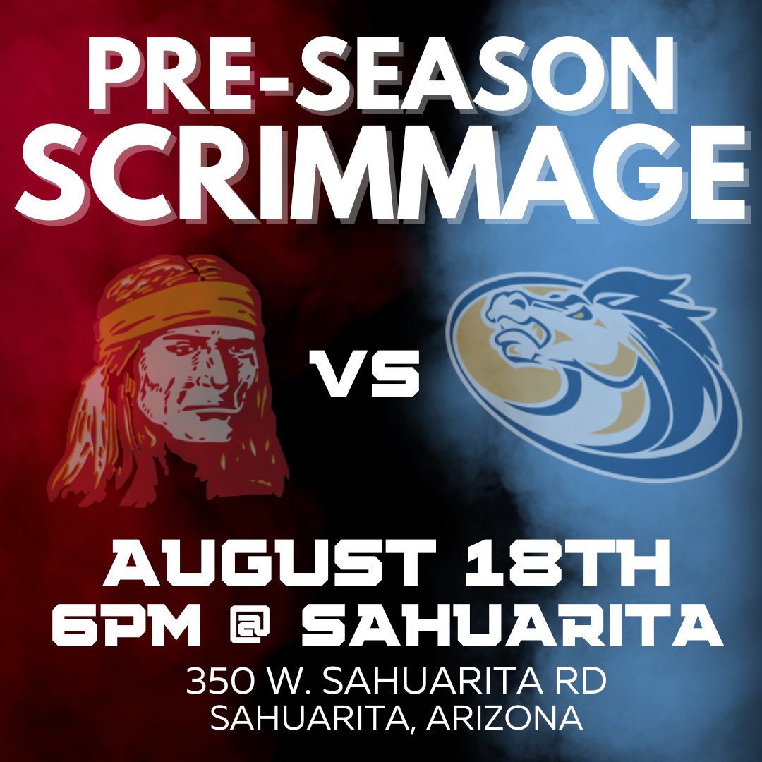 NHSFootballAZ's tweet photo. Scrimmage this Friday‼️

#FeartheSpear #ApacheFootball https://t.co/2JqH93VJQI