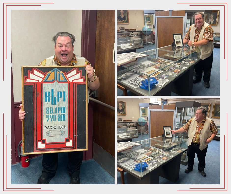 LaTechPrescott's tweet photo. We love having our alumni back on campus! Last week, Dr. John W. Sutherlin paid a visit to the Archives. From 1988-1990, Dr. Sutherlin served as a General Manager for KLPI, and he was able to view the KLPI exhibit that is currently on display. We are so happy that he stopped by! https://t.co/en7NjGYh3m