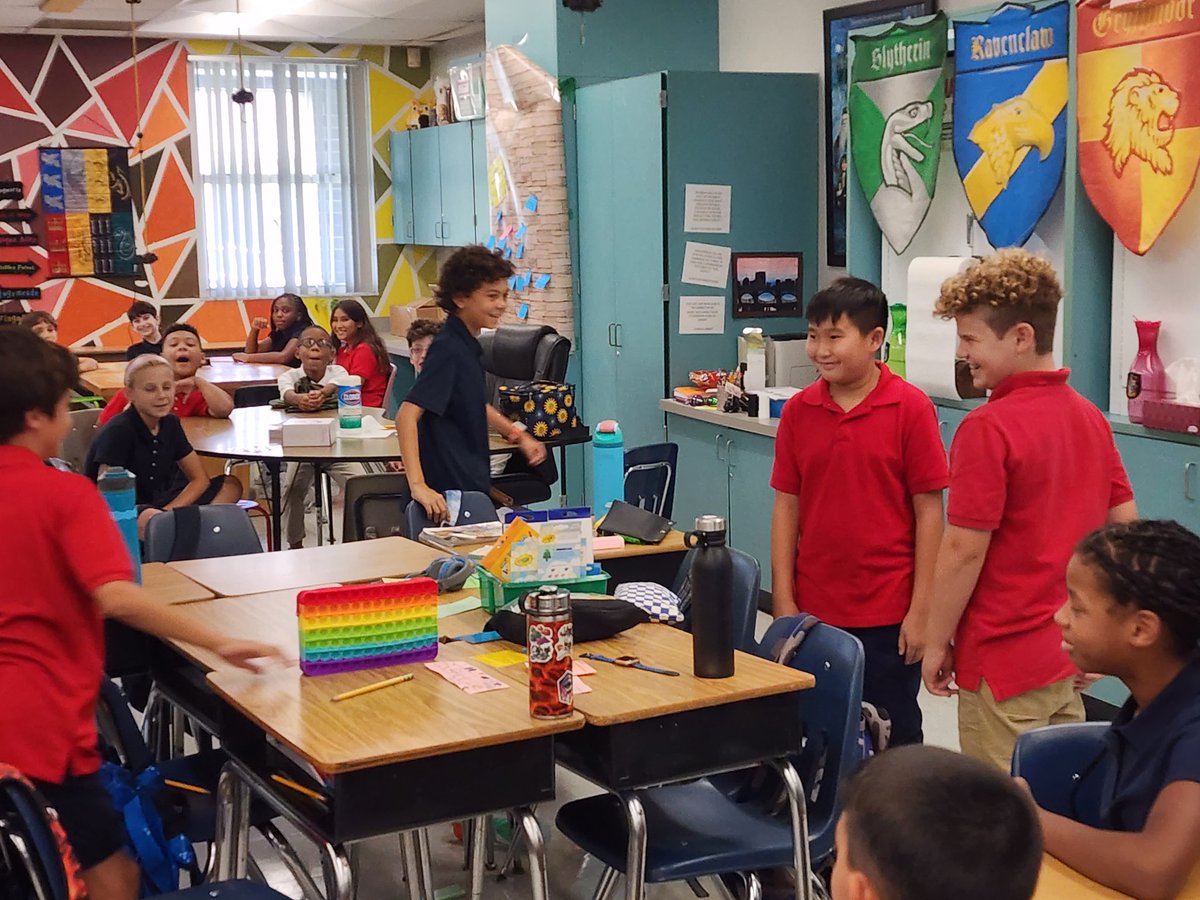 mdavidson916's tweet photo. Students performing skits they wrote to show how to behave in a principled manner! #first20daysofIB @CvonAncken @rpk8magnet https://t.co/R9q69WfIcg