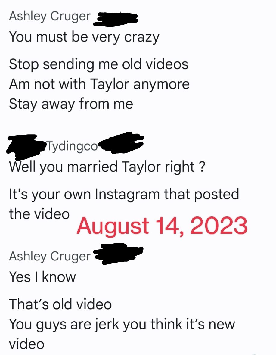 lemonsunkist71's tweet photo. To everyone who keeps saying this video Ashley posted on her Instagram story back on 7/24/2023, is *NEW* and for thinking Taylor is still dating Ashley. Here is your proof Ashley is no longer with him!! She also, confirmed the video she posted of her and Taylor is old. https://t.co/TxbVKyiZYC
