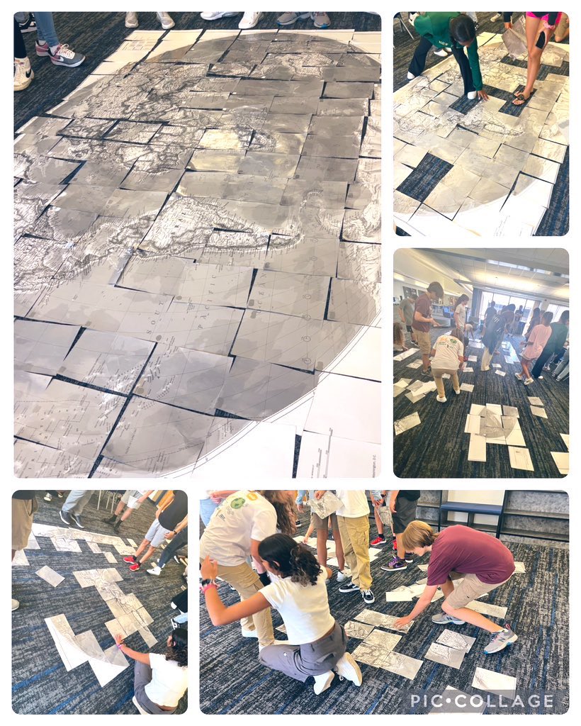 ELHS_Eagles's tweet photo. Map challenge! Mrs. Blum’s AP Human Geography classes assembled a huge world map puzzle today! 🌎 #LearnAtTheLake https://t.co/x693OL2Yw7