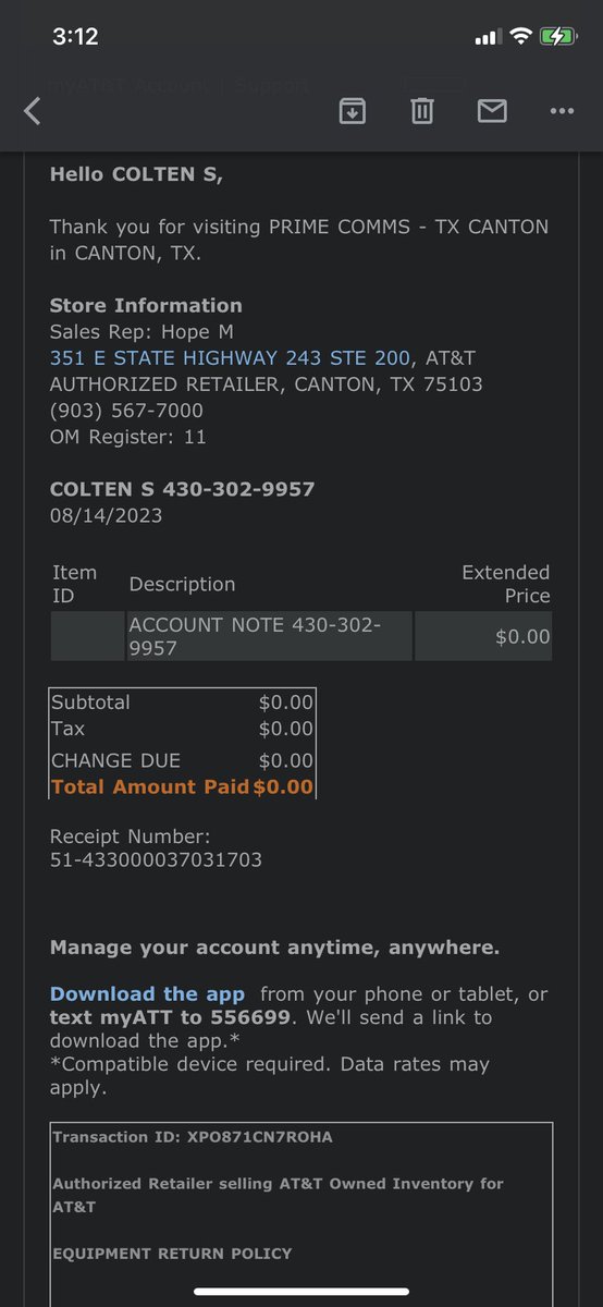 CSherwood's tweet photo. @ATTHelp I DM'd you folks back in May, still getting these emails . Please stop sending me Colton's personal info. I don't want it. I have called, emailed and DM-ed AT&amp;T repeatedly and it won't stop. https://t.co/UMDZ8vMnNf
