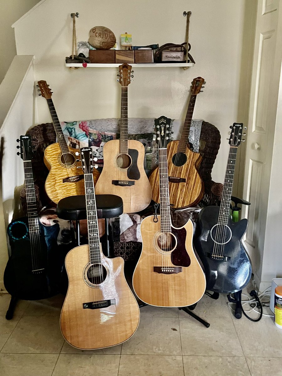 The acoustic voices of a songwriter’s inspiration.

The Wolf Pack

2 Guilds 2 Ibanez 2 Rainsongs 1 Larrivee

McClure and Trowbridge Publishing Nashville.

Millennium Production Music/Rodeo Music, London, England, UK