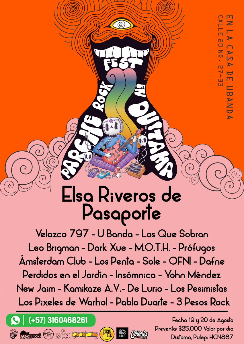 3PESOSROCK's tweet photo. Se acerca el día del Gran Evento  @parcherock_ este 19 y 20 de Agosto dónde 3 Pesos tocará junto a las nuevas mejores bandas Colombianas y Elsa Riveros.
#siempreparcherock @barbanegrapro_ @cultura_duitama  @henryrahe @ubandaoficial @elsariverosmusic @3PESOSROCK https://t.co/MS23cYEJSs
