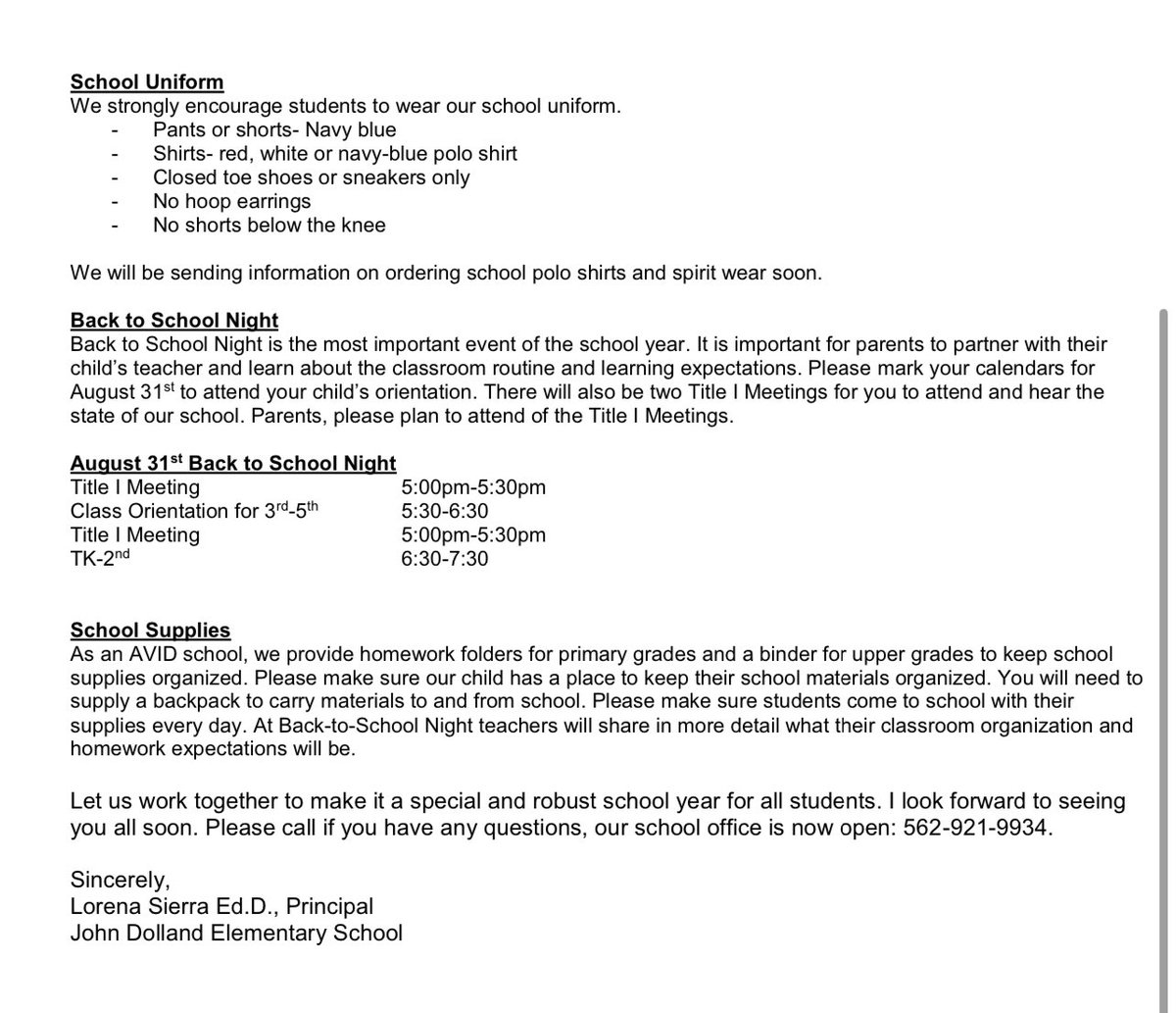 Welcome back parents! Please see the attached newsletter. You can also view it on our website dollandes.org