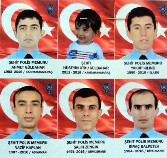 Diyarbakır şehitlerimizi şehadetlerinin yıl dönümünde rahmetle anıyoruz. Ruhları şad olsun. (15 Ağustos 2016)