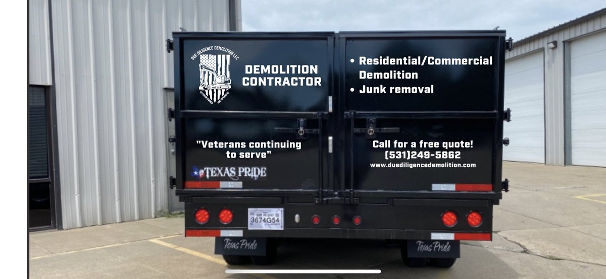 New graphics on the new addition! 
 #duediligencedemolition #veteranowned #veteranoperated #dadbods